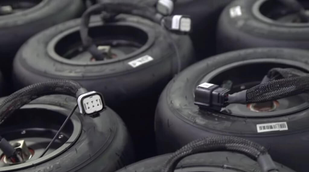 Onewheel motors with tires during manufacturing