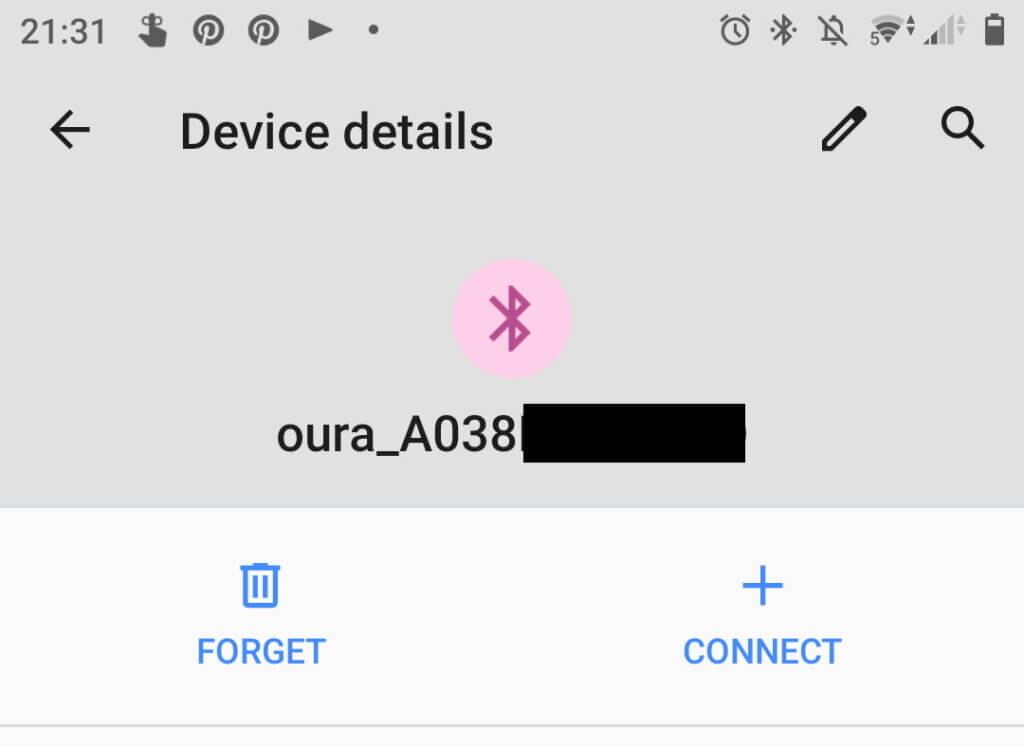 Oura Ring Bluetooth Connection